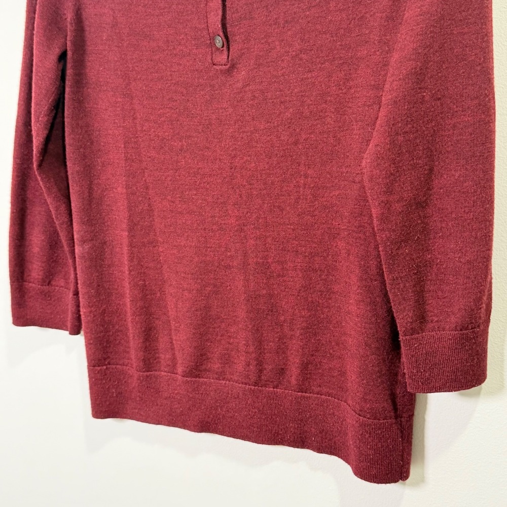 LOFT Wool Blend Minimalist Fall Sweater (M) Button Detail 3/4 Sleeve Office - Picture 9 of 11